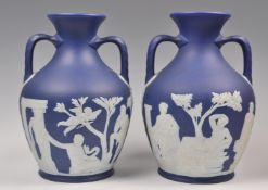 VICTORIAN WEDGWOOD PORTLAND JASPERWARE VASES