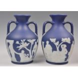 VICTORIAN WEDGWOOD PORTLAND JASPERWARE VASES