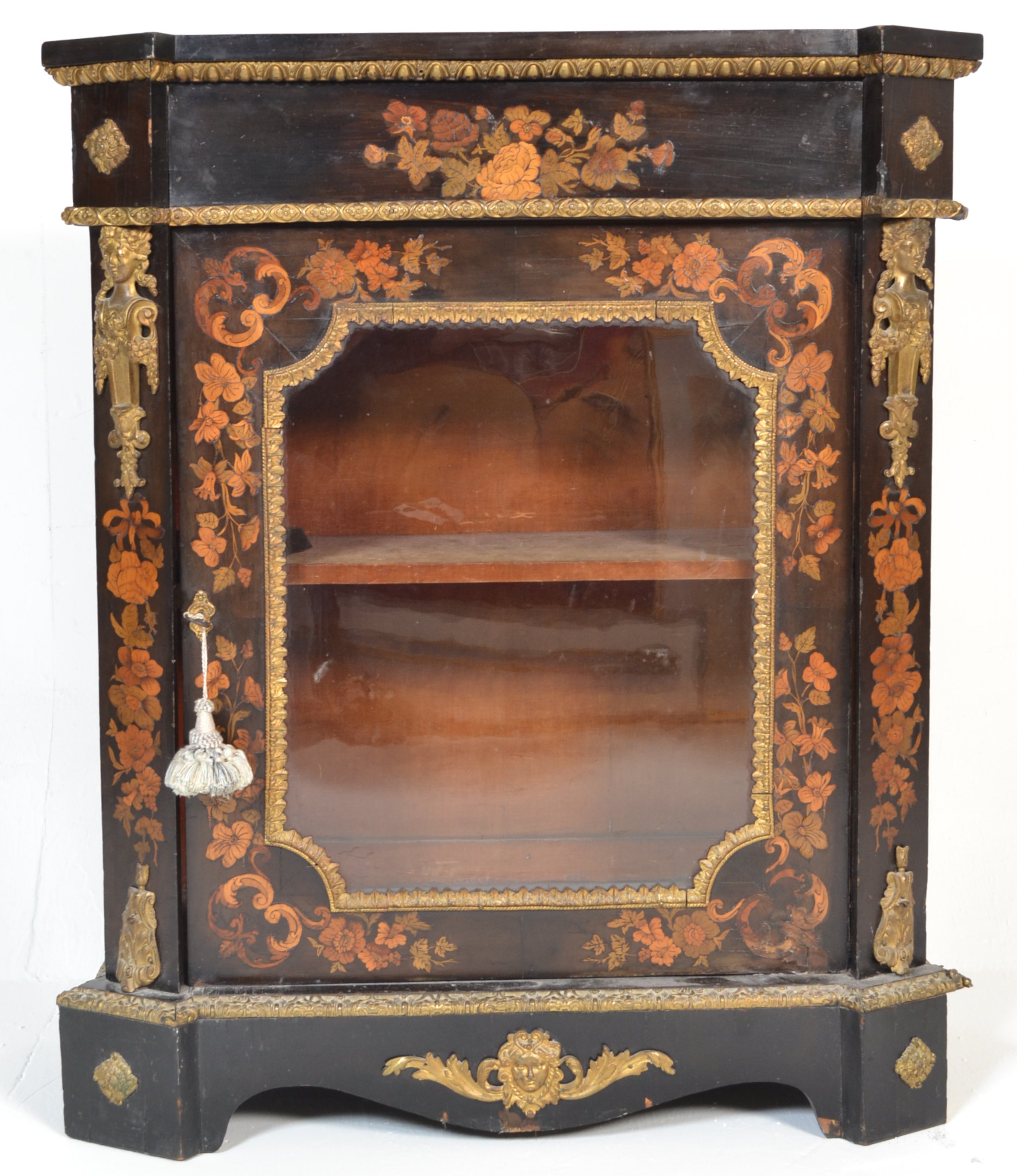 19TH CENTURY EBONISED MARQUETRY AND ORMULU PIER CA - Image 5 of 10