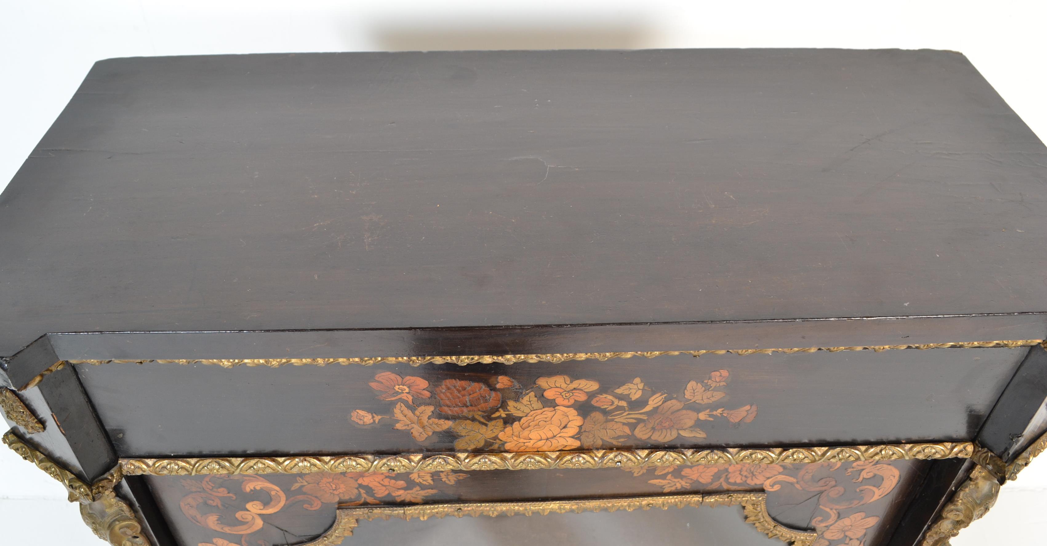 19TH CENTURY EBONISED MARQUETRY AND ORMULU PIER CA - Image 10 of 10