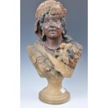 GOLDSCHNEIDER TERRACOTTA BUST OF AN ORIENTAL MARKE