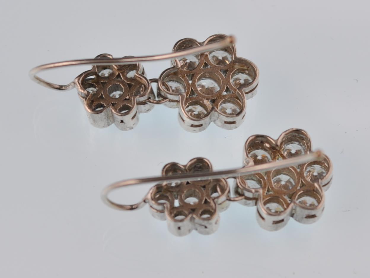 A pair of 18ct white gold and diamond earrings. Th - Image 3 of 3