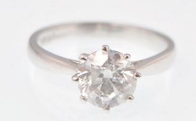 18CT WHITE GOLD SINGLE STONE DIAMOND RING WITH 1.6