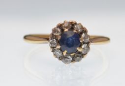 18CT GOLD 20TH CENTURY GOLD, SAPPHIRE AND DIAMOND