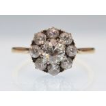 18CT GOLD LATE VICTORIAN DIAMOND CLUSTER RING