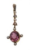 A 19th century 18ct gold pearl and pink tourmaline