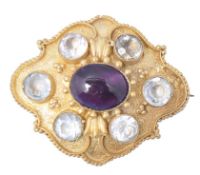 VICTORIAN 19TH CENTURY GOLD AMETHYST HAIR LOCKET B