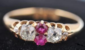 A Victorian hallmarked 18ct gold ruby and diamond