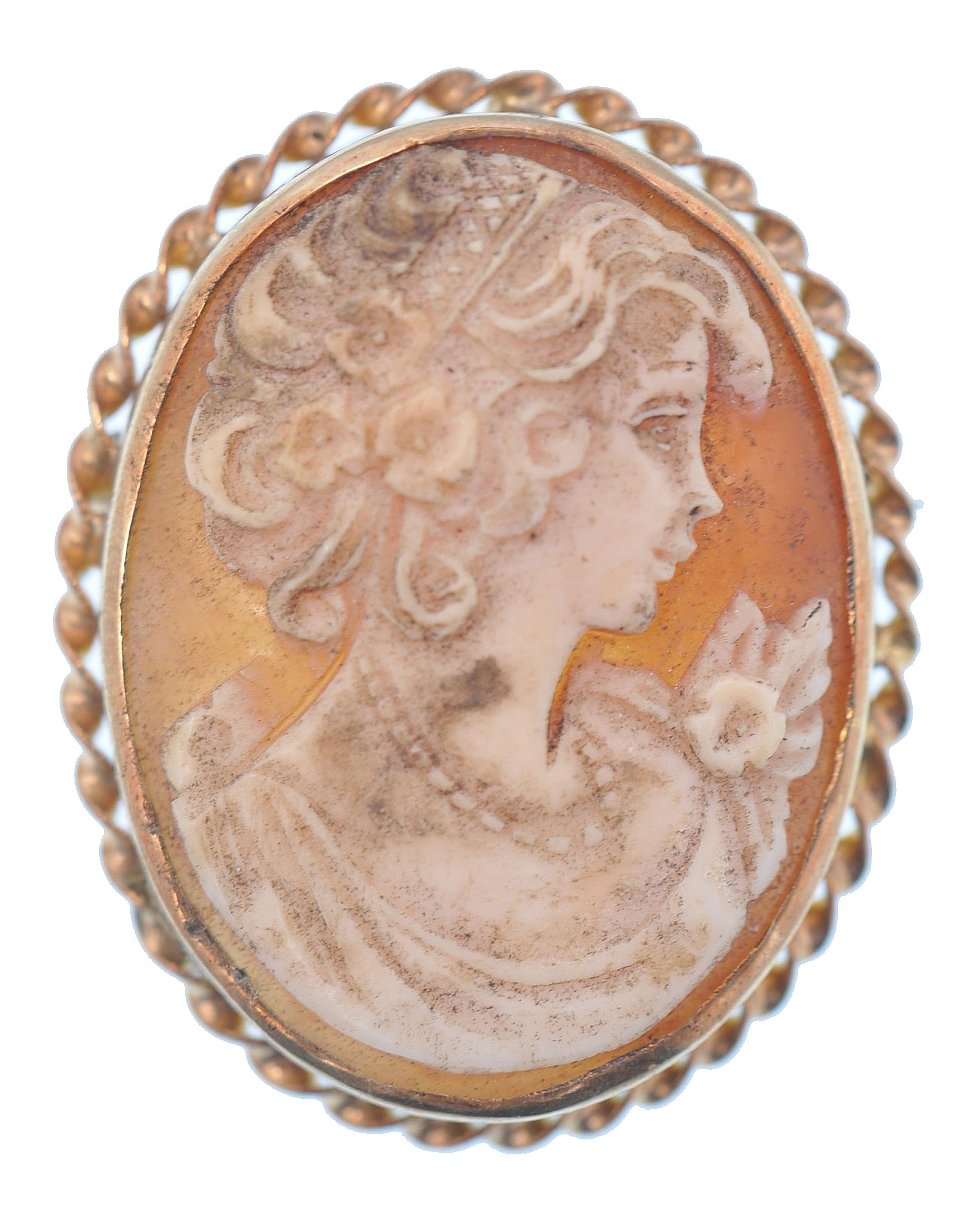 9CT GOLD LADIES HALLMARKED OVAL CAMEO BROOCH OF A
