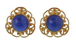 VALERIE PITCHFORD: 18CT GOLD LAPIS LAZULI EARRINGS