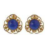 VALERIE PITCHFORD: 18CT GOLD LAPIS LAZULI EARRINGS