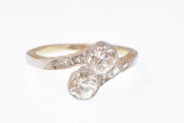 18CT GOLD PLATINUM AND DIAMOND CROSSOVER SETTING R