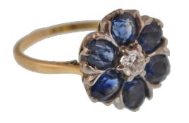 18CT GOLD SAPPHIRE AND DIAMOND CLUSTER RING