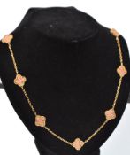 18CT GOLD ALHAMBRA ANGEL SKIN CORAL NECKLACE