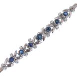 A French white gold sapphire and diamond bracelet.