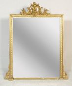 VICTORIAN LARGE 19TH CENTURY OVERMANTEL GILT WOOD MIRROR