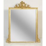 VICTORIAN LARGE 19TH CENTURY OVERMANTEL GILT WOOD MIRROR