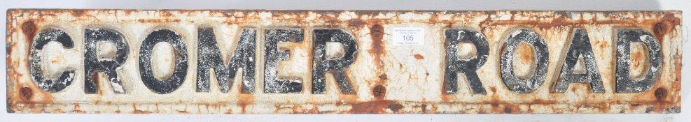 EARLY 20TH CENTURY CAST IRON CROMER ROAD BRISTOL ROAD SIGN