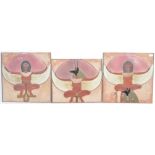 GROUP OF THREE EGYPTIAN INSPIRED TILE WALL ART PANELS.