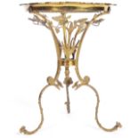 20TH CENTURY ART GILT METAL AND GLASS TRIPOD WINE