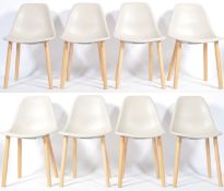 CONTEMPORARY INJECTION MOULDED SHELL AND BEECH DINING CHAIRS