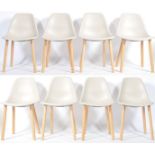 CONTEMPORARY INJECTION MOULDED SHELL AND BEECH DINING CHAIRS