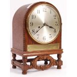 1920'S WELSH OAK DOME TOP MANTEL CLOCK ON STAND