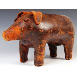 LIBERTY OF LONDON LEATHER CLAD MODEL OF A PIG BY DIMITRI OMERSA