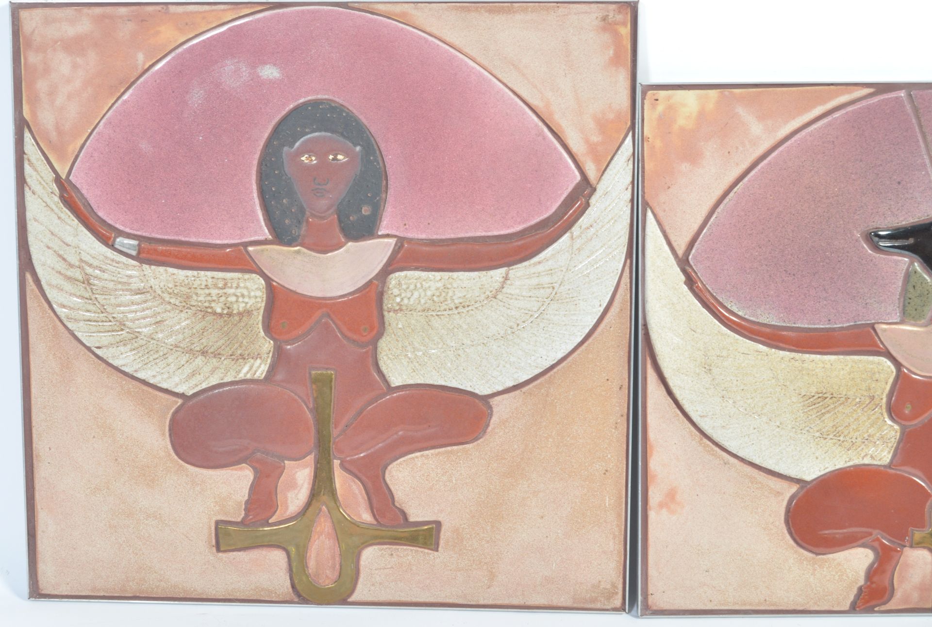 GROUP OF THREE EGYPTIAN INSPIRED TILE WALL ART PANELS. - Bild 4 aus 8