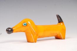 1960'S ITALIAN STUDIO ART POTTERY ORANGE GLAZED DOG