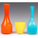 A GROUP OF THREE 20TH CENTURY STUDIO ART GLASS VASES