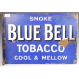 AN EARLY 20TH CENTURY BLUE BELL TOBACCO DOUBLED SIDED ENAMEL SIGN.
