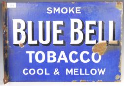 AN EARLY 20TH CENTURY BLUE BELL TOBACCO DOUBLED SIDED ENAMEL SIGN.