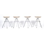 RETRO VINTAGE 20TH CENTURY TUBULAR METAL AND PLYWOOD STOOLS