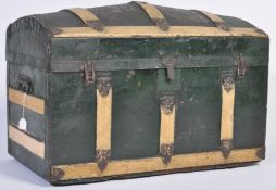 A 19TH CENTURY VICTORIAN SEA CHEST WITH DOME TOP.