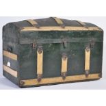 A 19TH CENTURY VICTORIAN SEA CHEST WITH DOME TOP.