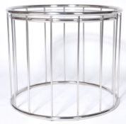 CONTEMPORARY STEEL AND GLASS ROUND CENTRE / COFFEE TABLE