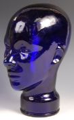 20TH CENTURY ART DECO STYLE PRESSED GLASS MANNEQUIN HEAD