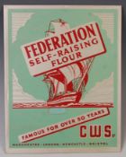 EARLY 20TH CENTURY TIN STANDEE FOR FEDERATION SELF RAISING FLOUR