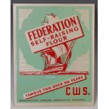 EARLY 20TH CENTURY TIN STANDEE FOR FEDERATION SELF RAISING FLOUR