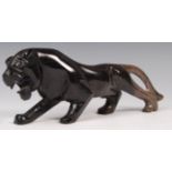 LATE 20TH CENTURY RETRO SCULPTURAL BLACK SOAPSTONE PUMA