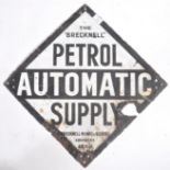 EARLY 20TH CENTURY BRECKNELL AUTOMATIC PETROL ENAMEL SIGN