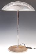 20TH CENTURY LUMESS CHROME TABLE LAMP WITH UFO SHADE.