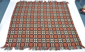 RETRO VINTAGE BLACK, ORANGE AND CREAM GEOMETRIC WELSH BLANKET