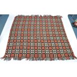 RETRO VINTAGE BLACK, ORANGE AND CREAM GEOMETRIC WELSH BLANKET