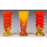 KRALIK 1920'S BOHEMIAN CZECH SPATTER STUDIO ART GLASS VASES