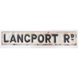 EARLY 20TH CENTURY CAST IRON LANGPORT ROAD BRISTOL ROAD SIGN