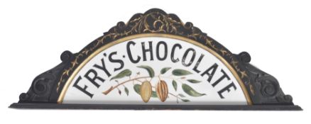 19TH CENTURY VICTORIAN FRY'S CHOCOLATE HAND PAINTED GLASS SIGN