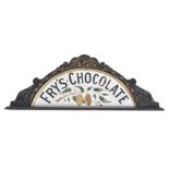 19TH CENTURY VICTORIAN FRY'S CHOCOLATE HAND PAINTED GLASS SIGN