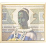 AFTER VLADIMIR TRETCHIKOFF RETRO VINTAGE LADY OF NDEBELE PRINT